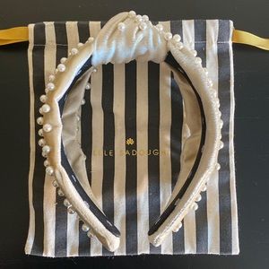 Lele Sadoughi Ivory Velvet Pearl Headband